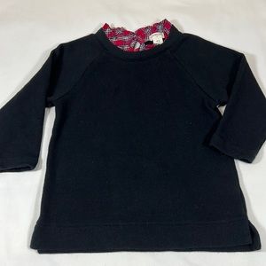 Crewcuts Girls Black with Red Plaid Collar Top Size 4-5